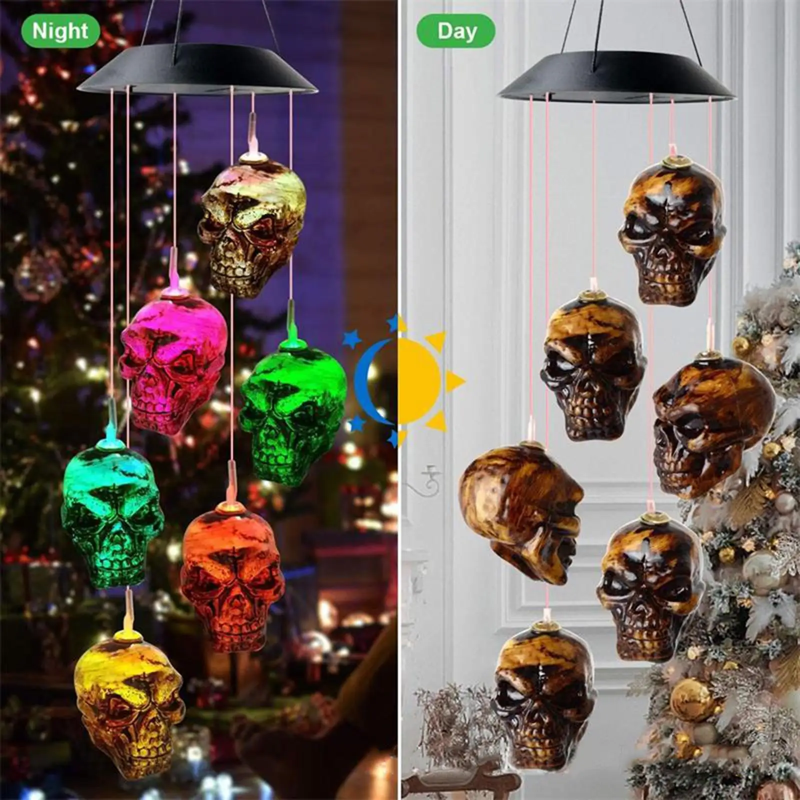 Campanelli Eolici A Led Solari Light Halloween Outdoor Garden Landscape