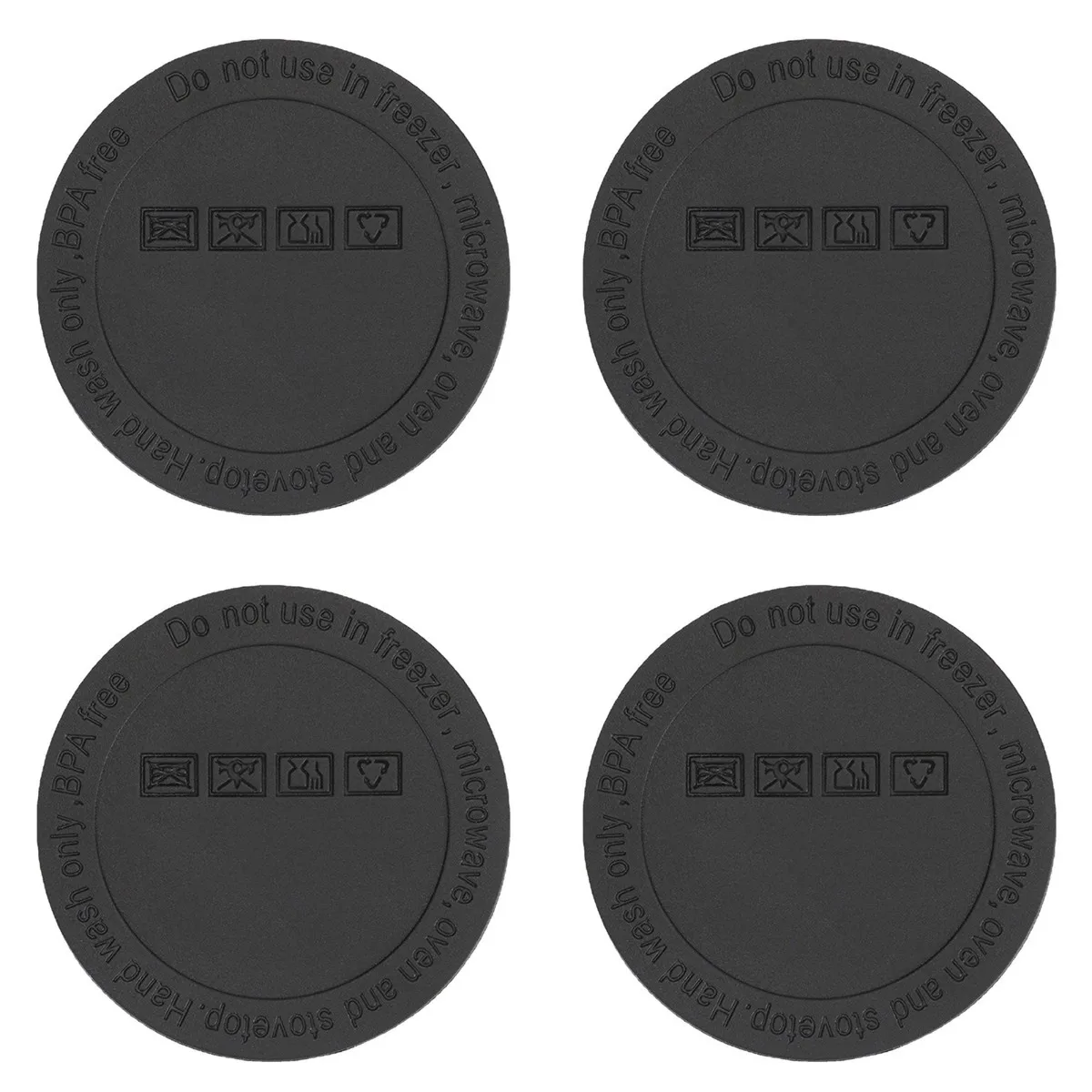 Round black rubber coasters