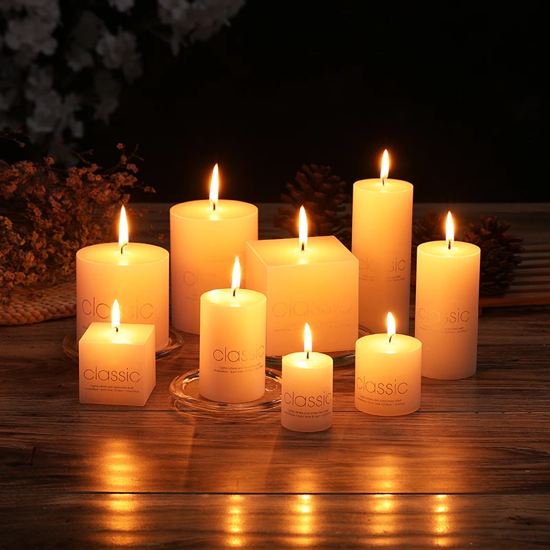 3 Pcs Nordic Classic Ivory White Cylindrical Candle Home Lighting