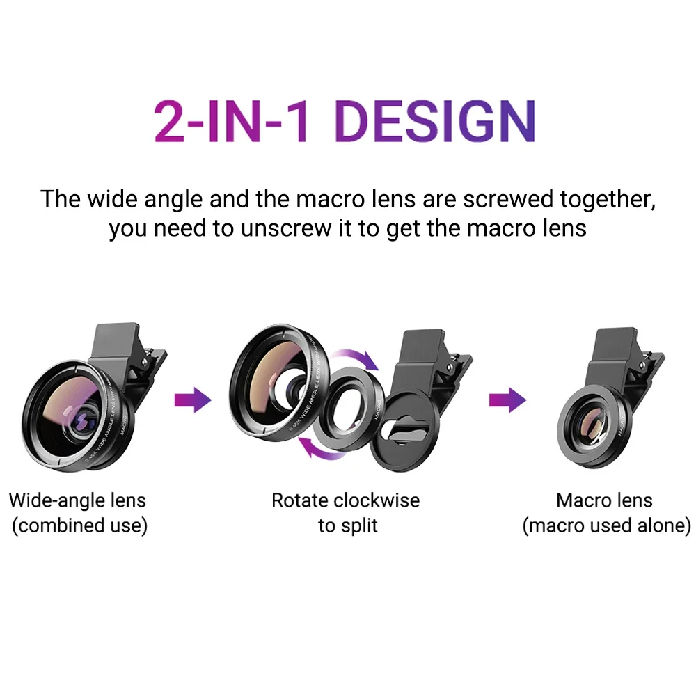 아이폰 삼성 스마트폰 카메라 폰 렌즈 키트, HD 37mm 0.45x 슈퍼 광각 렌즈, 12.5x 슈퍼 매크로 렌즈, 신제품