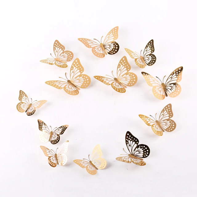 Colorful 3D Butterfly Wall Stickers  Festival Wedding Decoration Butterfly  Decals - 12pcs 3d Butterfly - Aliexpress