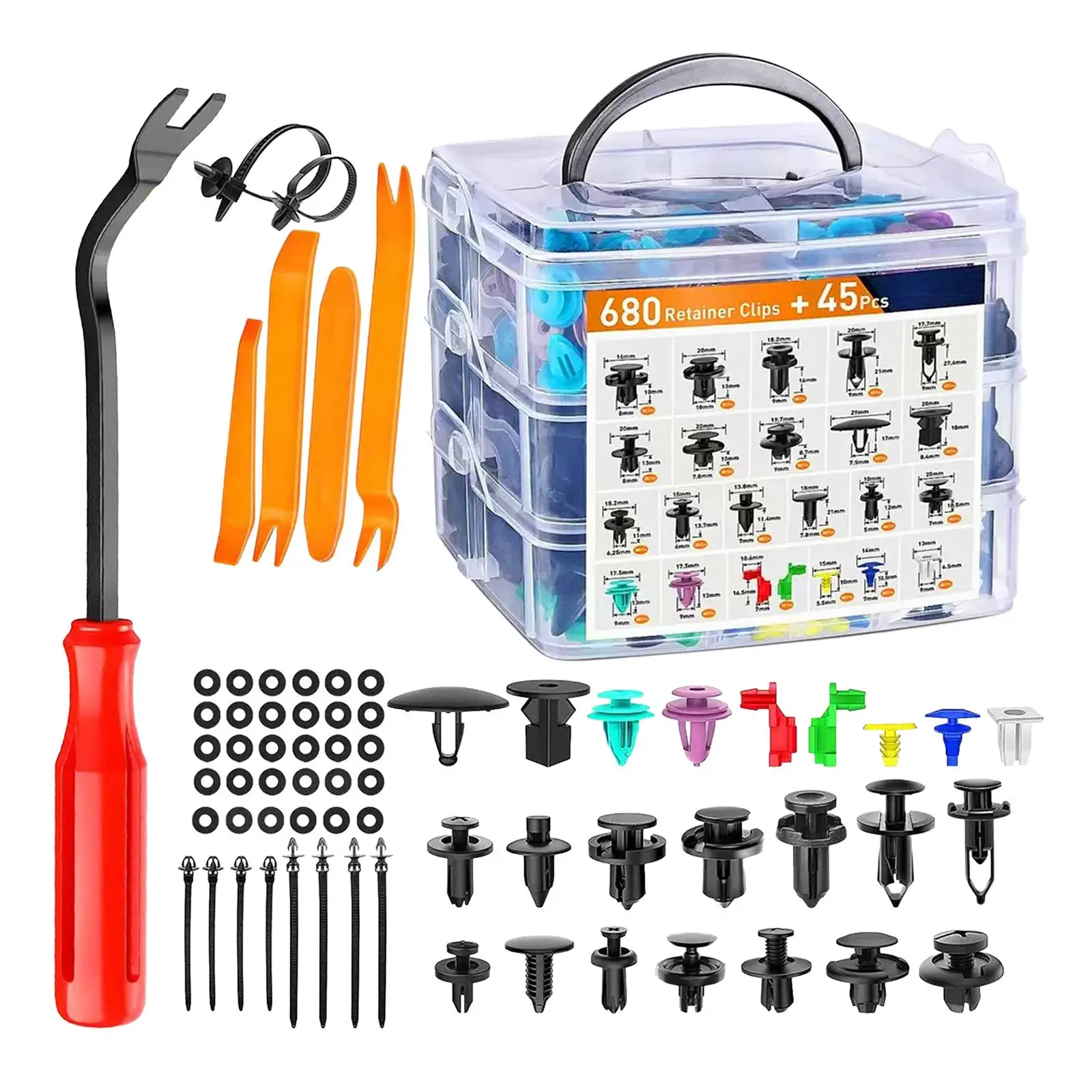 

725Pcs Car Fastener Clips Auto Push Pin Rivets Set Bumper Retainer Clips