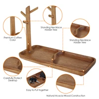 Wood Key Tray for Entryway Table Wood Storage Tray Living Room Key Hanger Jewelry Display Frame Organizer Tray for Rings Watches 2