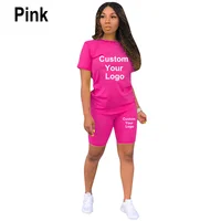 T-shirt à manches courtes et short moulant pour femme, survêtement de sport, tenue de jogging, personnalisé, logo personnalisé, mode, ensemble 2 pièces 5