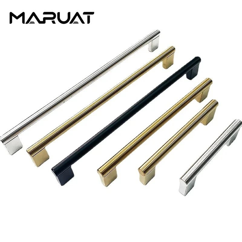 

Ручки кухонные из матового сатина и никеля MARUAT, фурнитура для мебели, дверей, шкафов, ящиков, ручки из нержавеющей стали золотого цвета