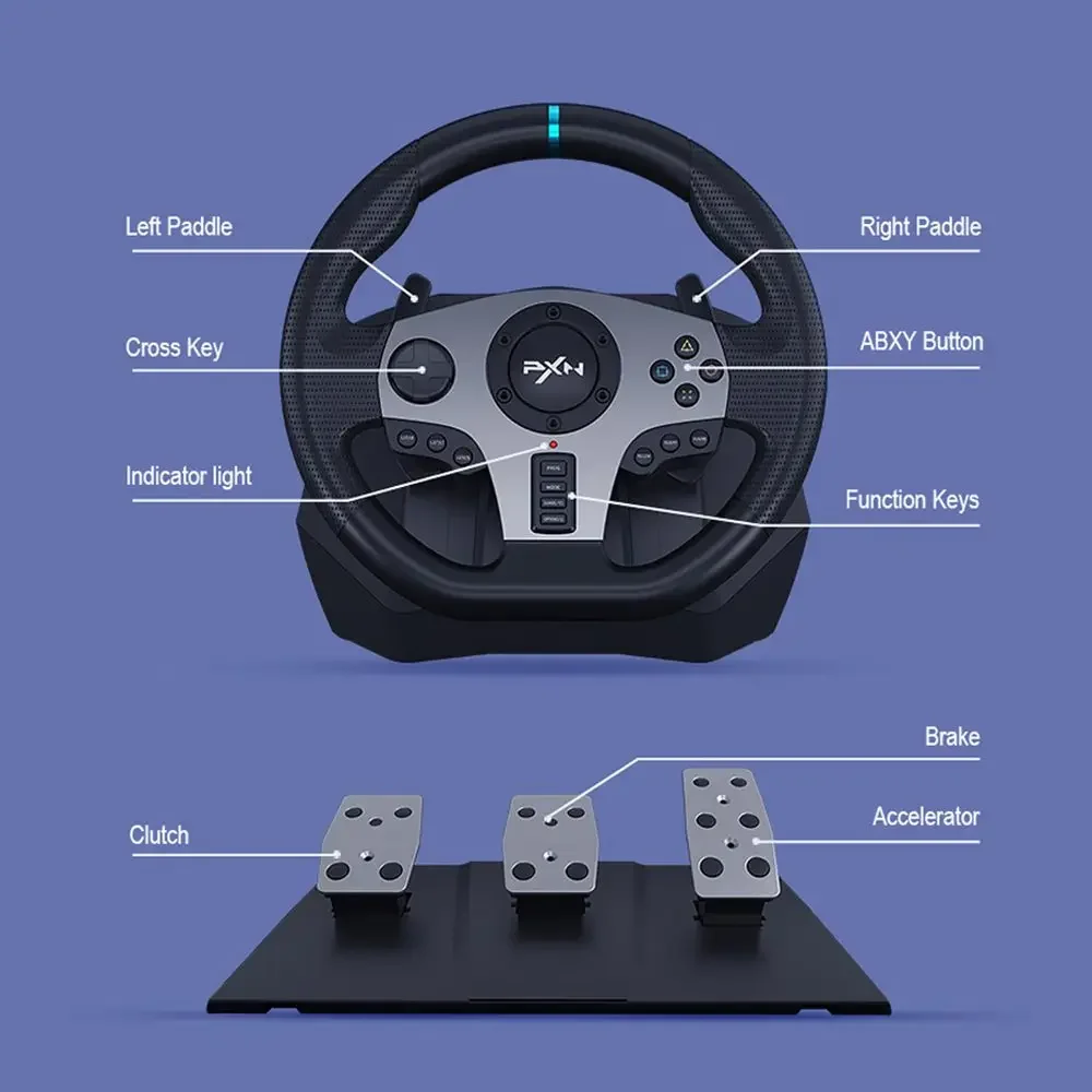 Volante Para Jogos PXN V9 PC Roda De Corrida PS4/PS3/Xbox One/Android  TV/Nintendo Switch Series S/X - Escorrega o Preço