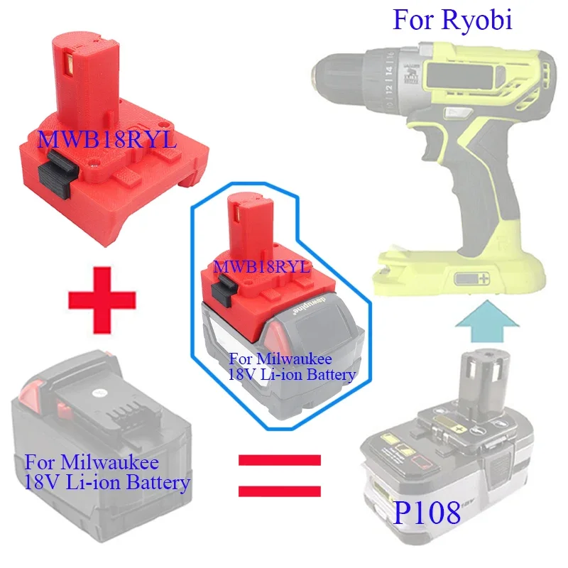 Drill Ryobi To Milwaukee Battery Adapter Lithium Battery Milwaukee - Main Image