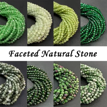 DIY 쥬얼리 제작용 녹색 소형 천연석 비즈, 둥근 면, 말라카이트 터키석 옥, 느슨한 스페이서 비즈, 2mm, 3mm, 4mm