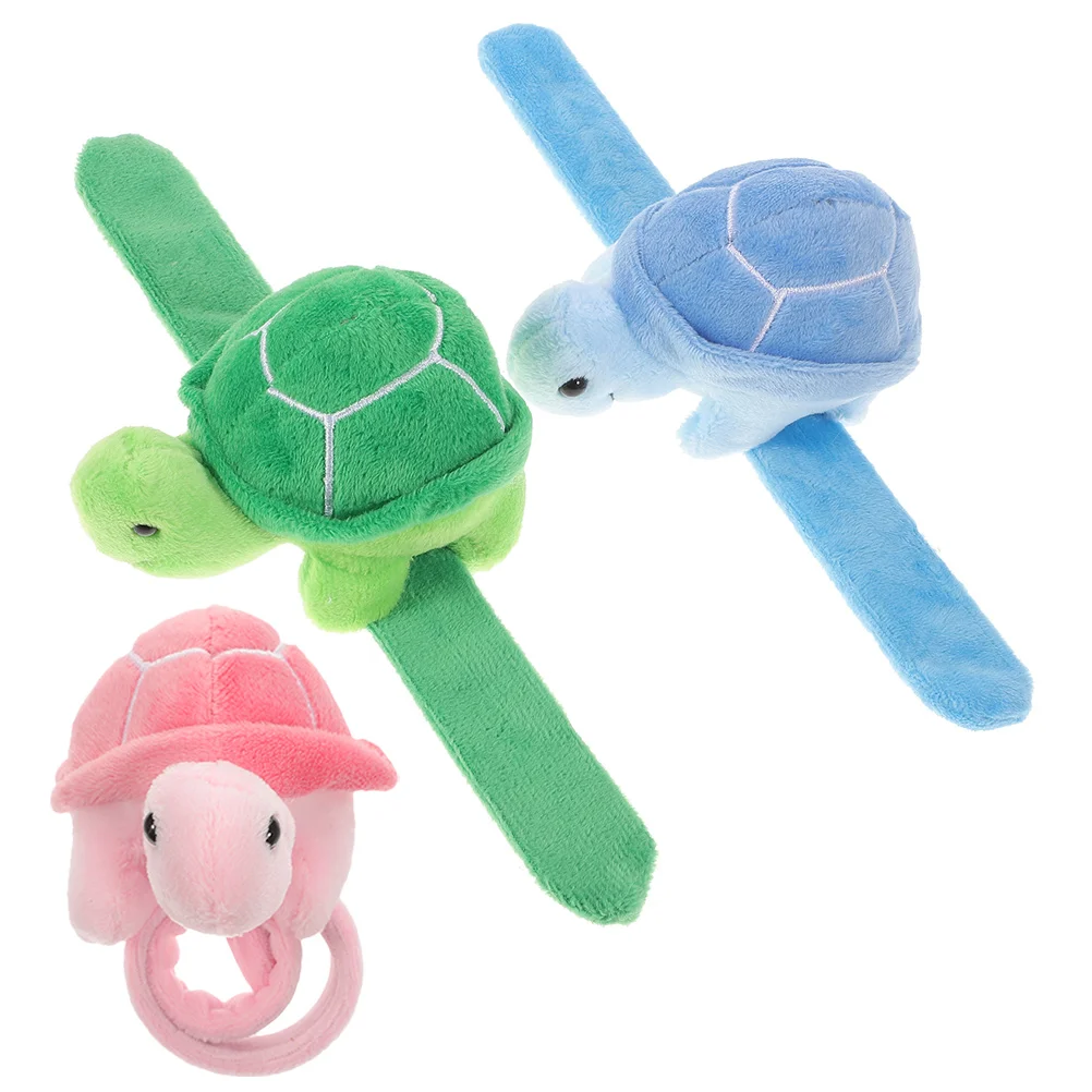 

3 Pcs Mountain Turtle Plush Tortoise Snap Bracelets Slap Bands for Kids Aldult