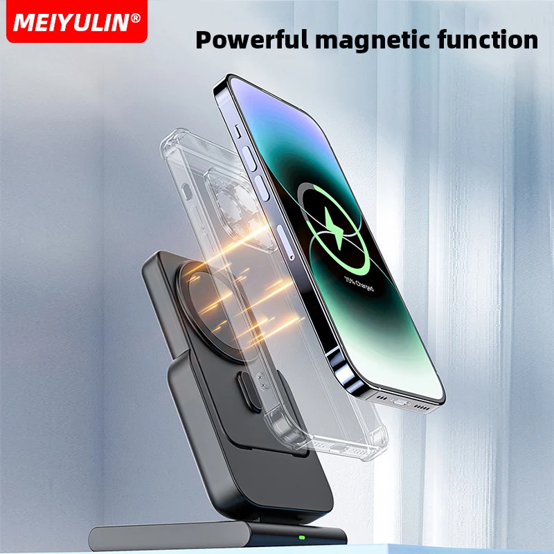 3in1 10000mAh Magnetic Wireless Power Bank Fast Charging Base Stand 5000mAh Portable External Battery for Apple iWatch iPhone 15 4
