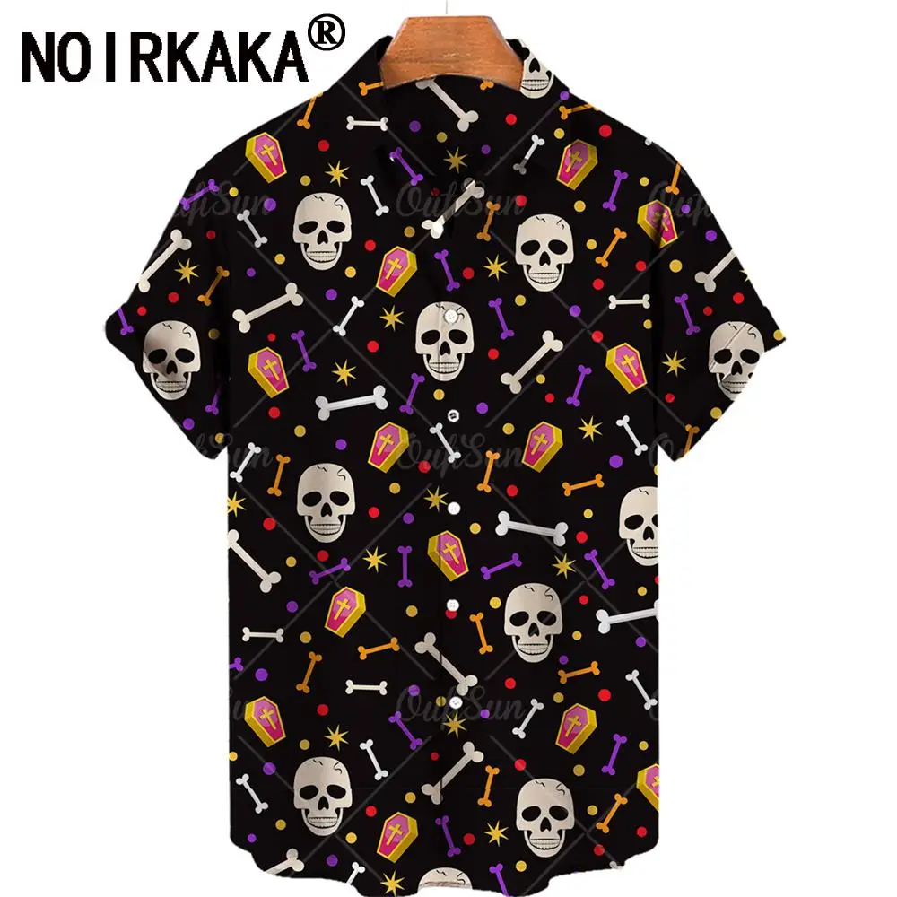 mens black short sleeve shirt Mens Skull 3D Printed Casual Vintage Loose Beach Shirts Summer Hip Hop Beach Hawaiian Short Sleeve Shirts Oversized 5XL EU Size black short sleeve shirt