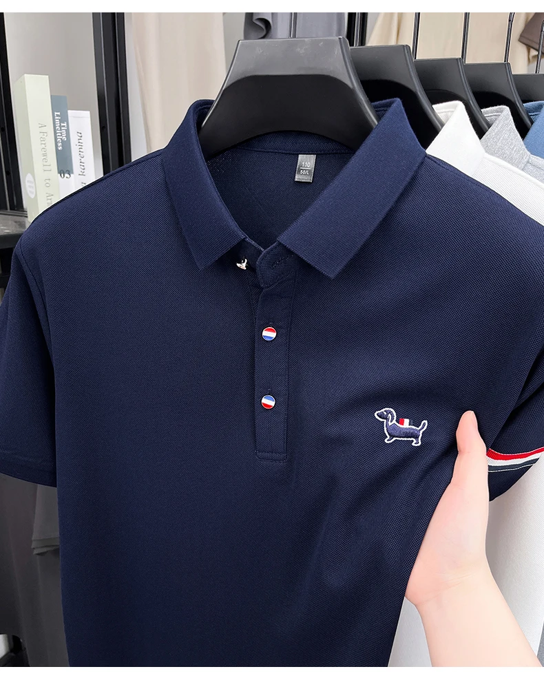 Fashion puppy embroidery men's short sleeve polo shirt luxury brand striped decoration summer breathable business casual T-shirt 18 S19e2cfbf7cdf442ca52715cf7fb9e70fq