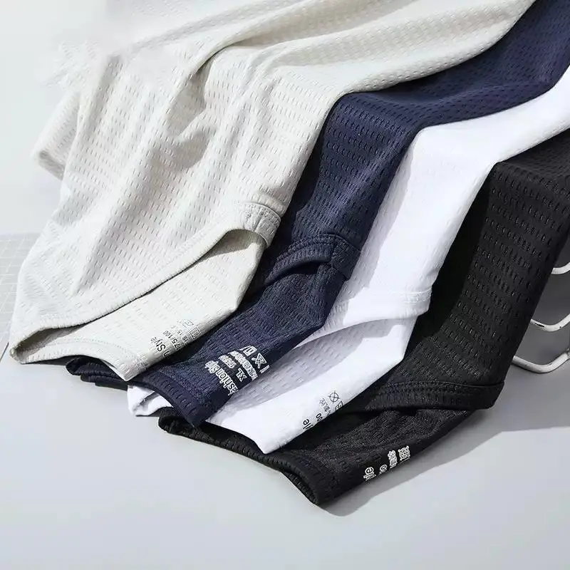 1PC Men's Mesh Tank Tops Ice Silk Quick Dry Outdoor Sports Base Shirt Male T-shirt Fitness Vest Summer Sport Running Gym T-shirt