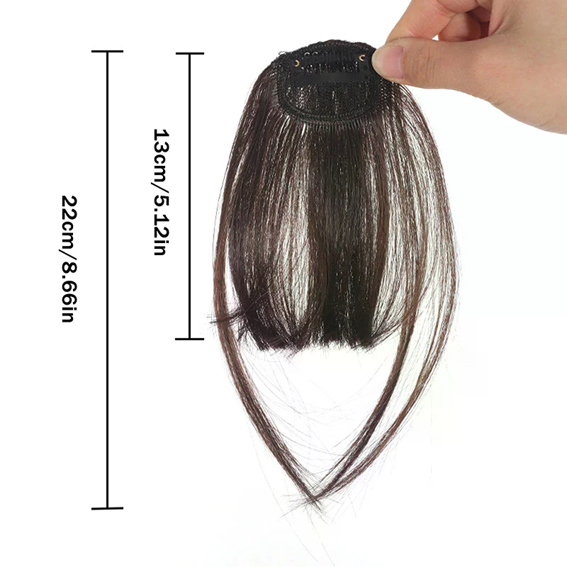 Frangia sintetica ad aria finta Estensione naturale dei capelli Frange anteriori Parrucchino Nero Marrone Clip in frangia Doppi basette Styling dei capelli - immagine 5