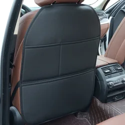 Deluxe PU Leather Car Seat Back Protector with Multi - Functional Storage - Kick - Proof & Easy Install (Black)