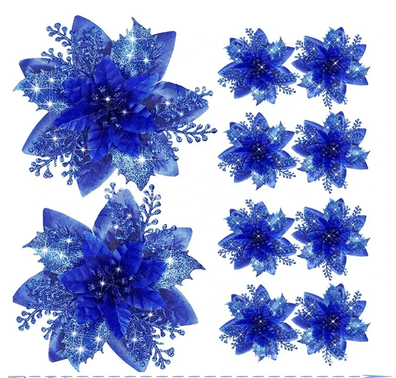 145cmDIYSparklingArtificialChristmasFlowerPinkGoldRoyalBlue