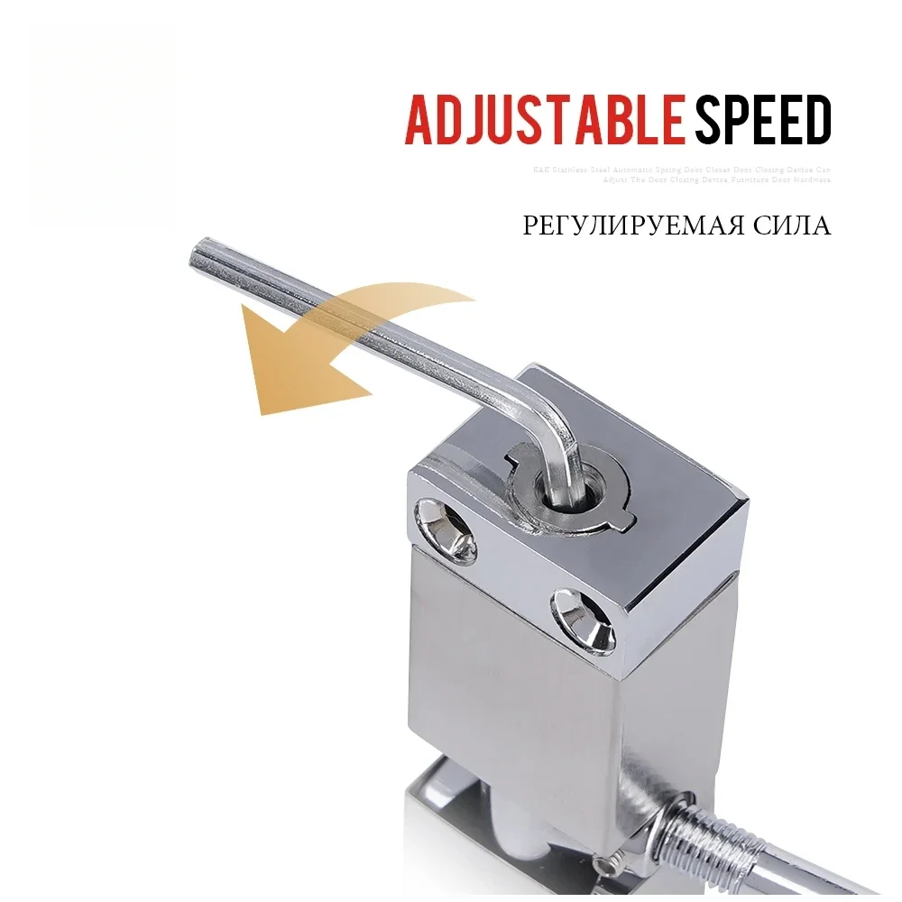 Zinc Automatic Spring Door Closer Adjustable Closing Device Furniture Hardware