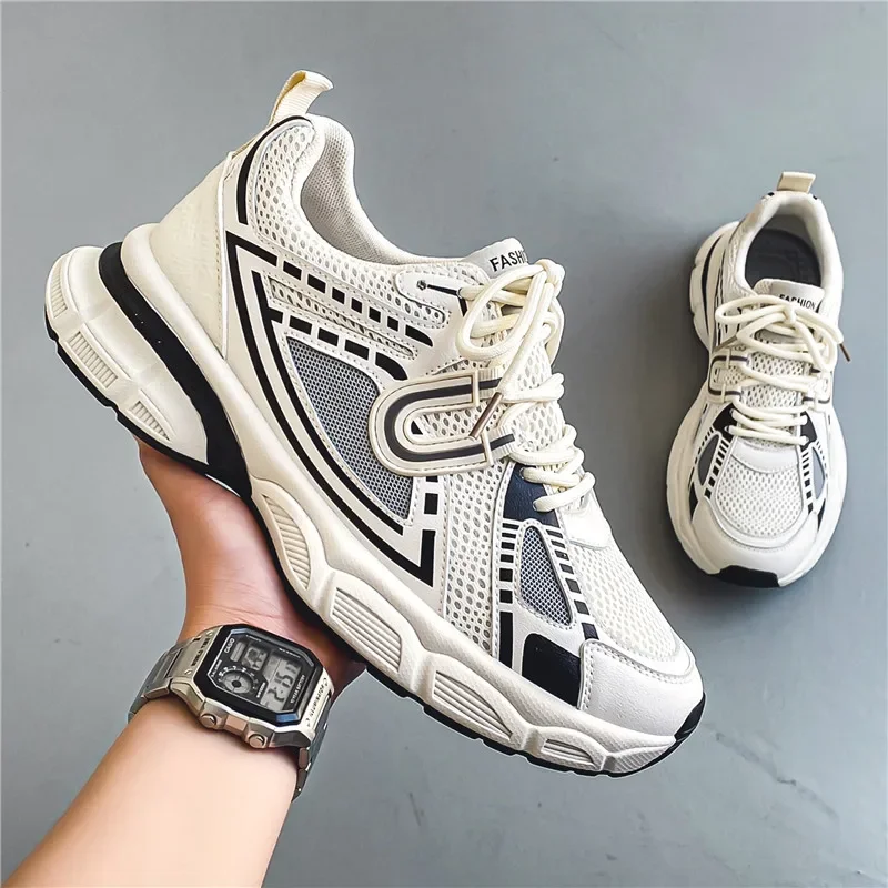 

Size 39-44 Men Sneakers Leather Man High Heels For Men Casual Lace Up Shoes Fashion Platform Shoe Trend 2024