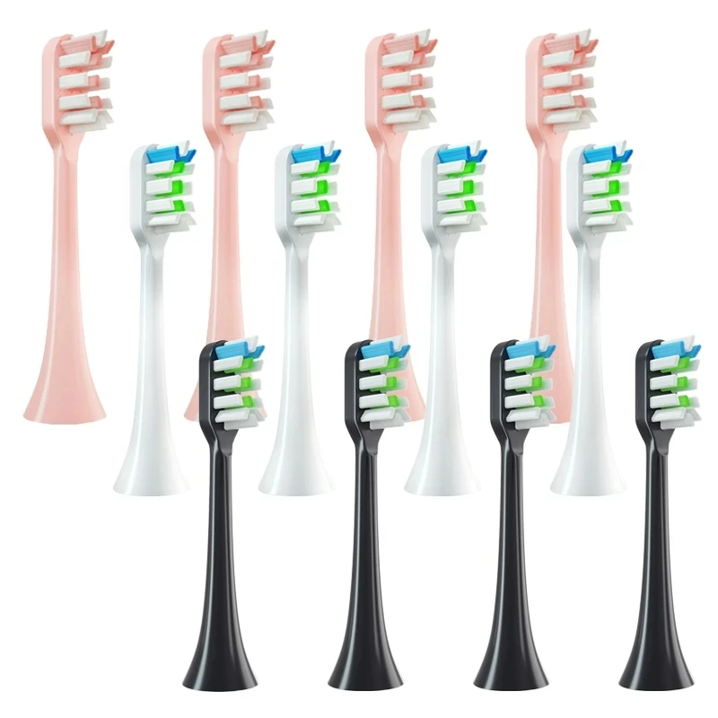SOOCAS X3 X5 X3U X1 V1 V2 SOOCARE 헤드 브리스톨 클린 노즐 DuPont (먼지 방지 캡 포함) 용 12 개/대 교체 브러시 헤드