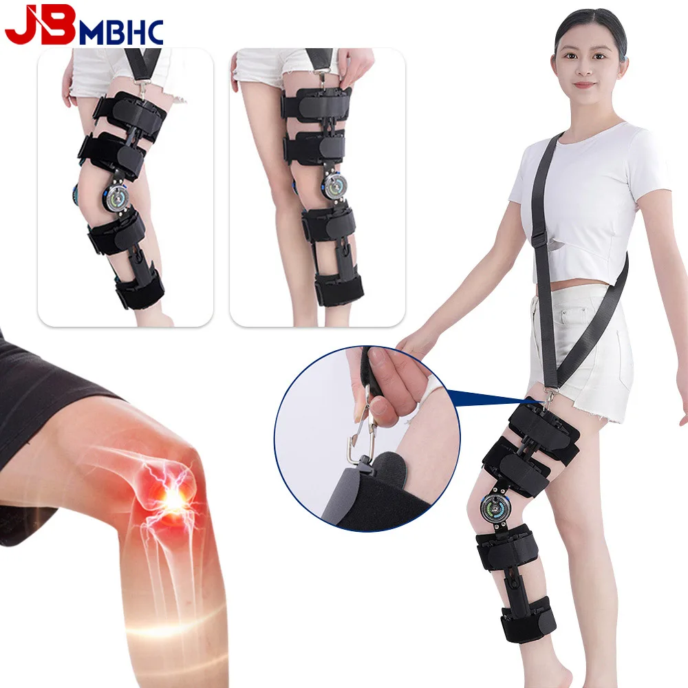 

ROM Knee Fixation Brace Hinged Leg Stabilizer Adjustable Knee Recovery Support for ACL MCL PCL Injury Meniscus Tear Arthritis