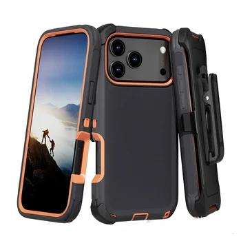 Rugged Shockproof Case with Belt Clip 2-Tone Design Heavy Duty Protection Armor Shell for IPhone 17 Air 16 15 14 Plus 13 Pro Max 1