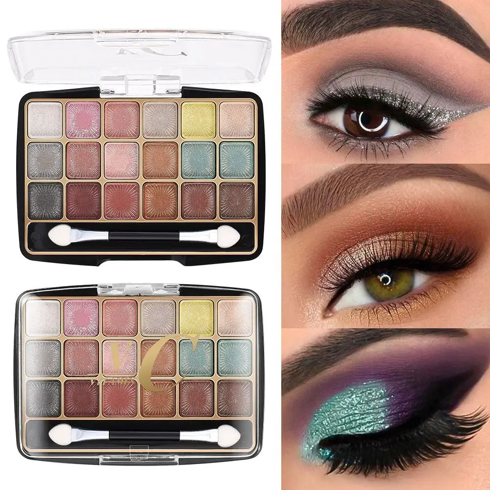 

Shimmer Eyeshadow Palette Earth Tone Shiny Pearlescent Eye Plate Waterproof Brightening Face Highlighter GirlsCosmetics