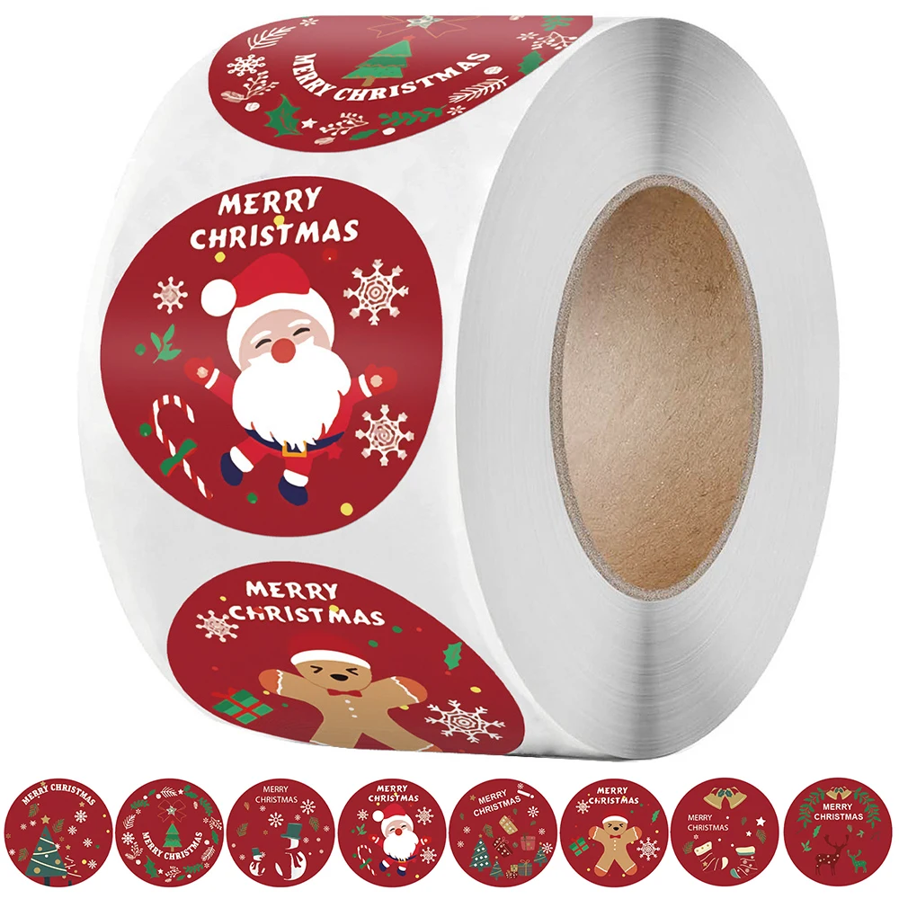 500pcs/roll Christmas Stickers Festival Decoration Label Merry Christmas Adhesive Tags for Envelope Stickers Sealing Gift Wrap