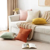 Broadside Ttriped Throw Cushion Cover 45x45cm Corduroy Pillow Covers with Splicing 18x18Inch Pillowcase for Sofa  Bed Livingroom 6