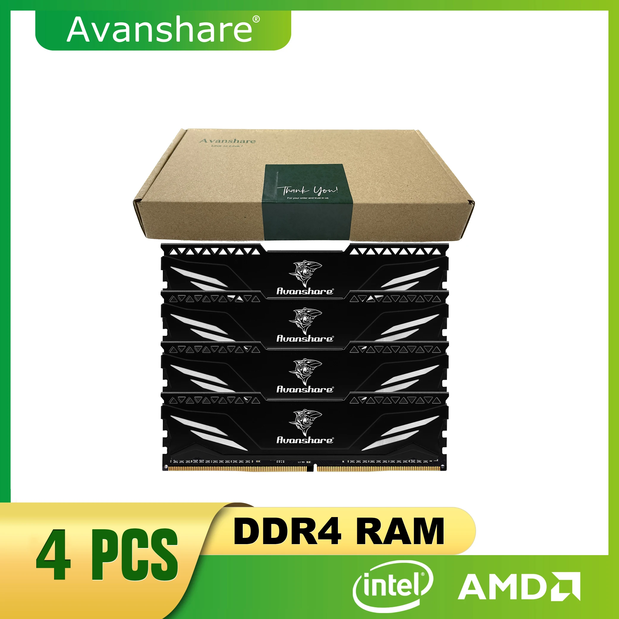 

Avanshare Memory Ram DDR4 4GB 8GB 16G 2400MHz 2666MHz 3200MHz Desktop Computer Dual Channel DIMM Gaming Rams