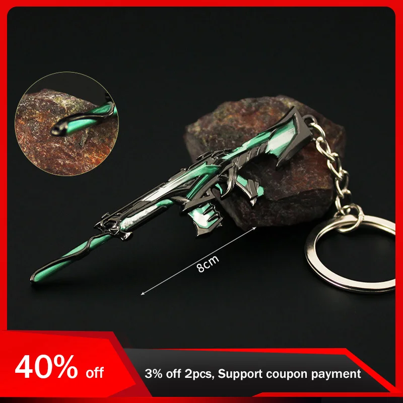 8cm Valorant Weapon Model Keychain Ruination Phantom Keyrings Toy Sword Cosplay Metal Toy Gifts for Boys Kids Toy Collections