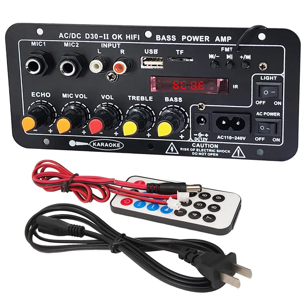 D30-II Bluetooth Amplifier Board Subwoofer with Display Dual Microphone Input US