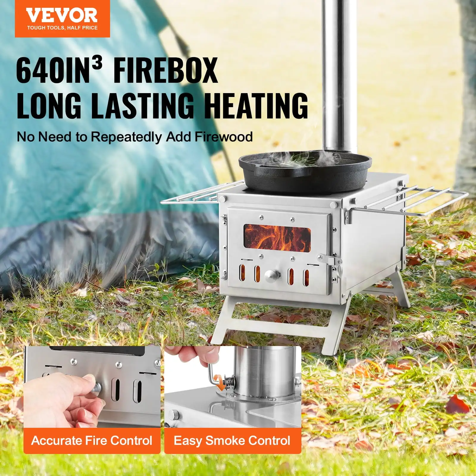 Portable Wood Camping Stove with Grill Accessories