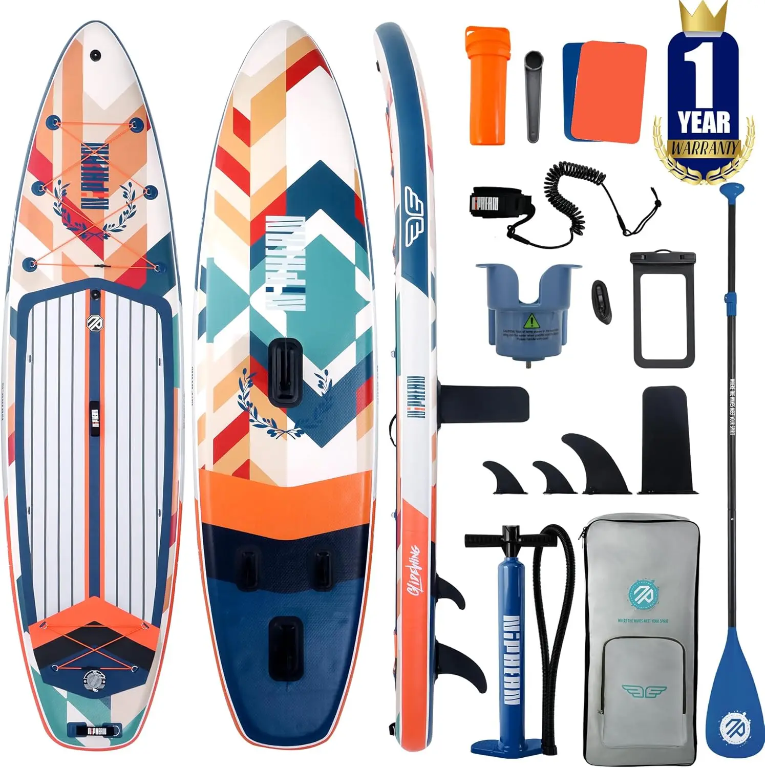 Board with Balanced Wing Design and Durable SUP Accessories, 11&rsquo; Stable Inflatable Paddle Boards for