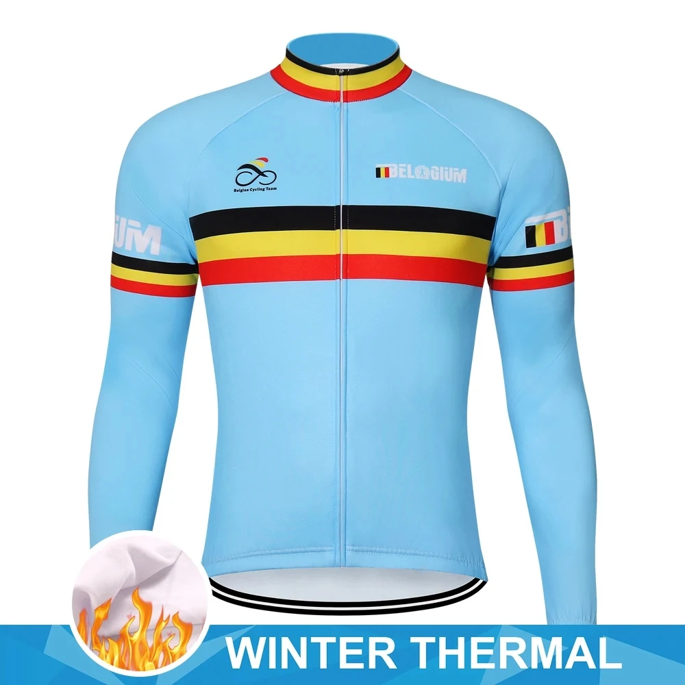 Men's Long Sleeve Pro Team Cycling Jersey, Blue - Lightweight Downhill Winter Racing Wear