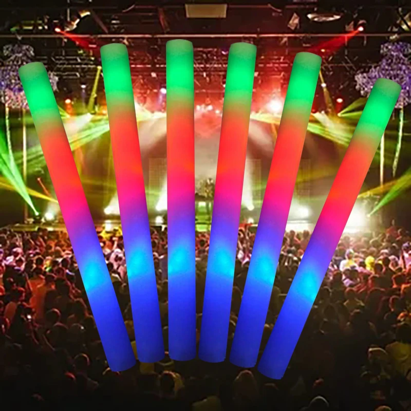

5pcs RGB LED Glow Foam Stick Bulk Colorful Foam Stick Cheer Tube Dark Light Kids Birthday Wedding Party Supplie Glow In The Dark