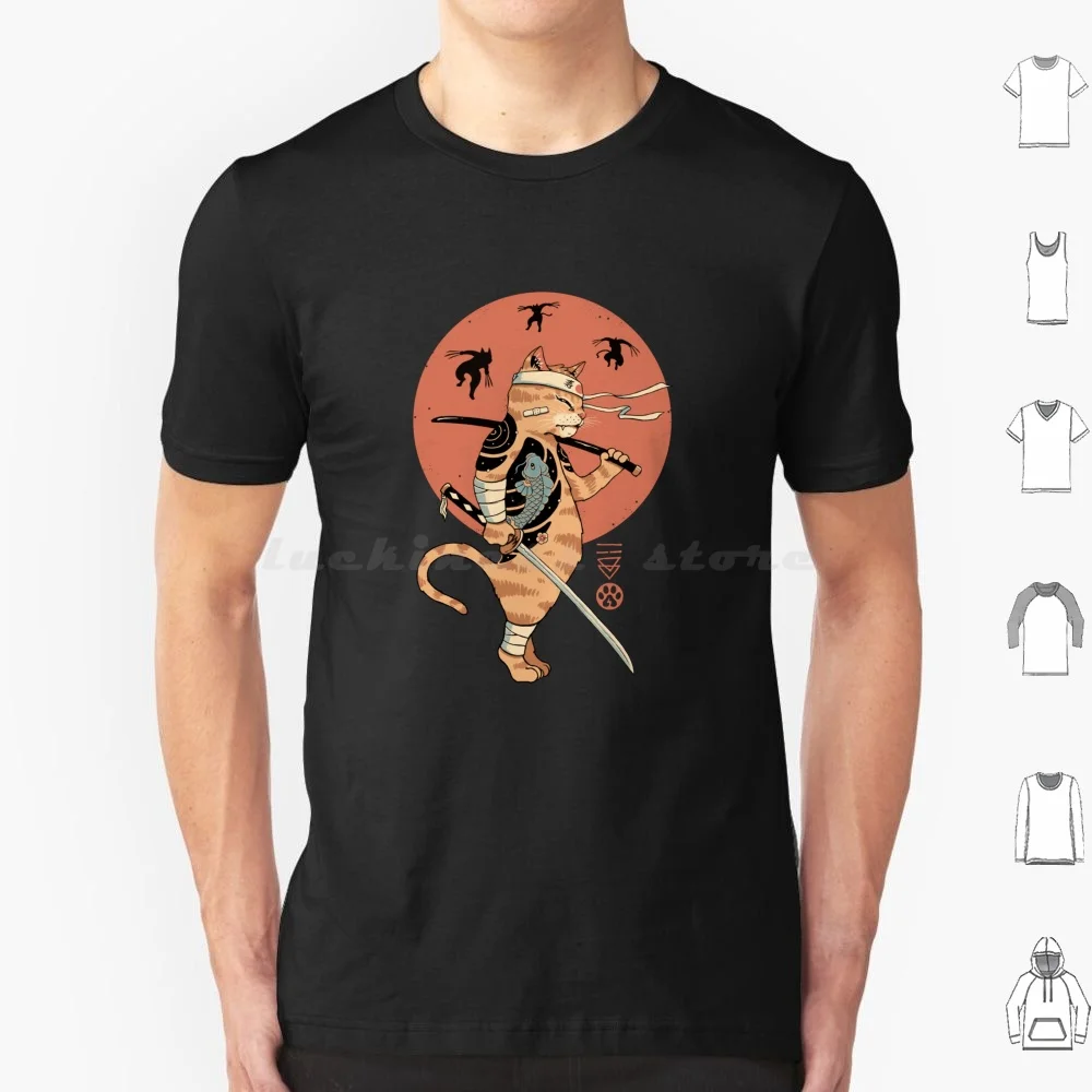 Catana The Last Fight T Shirt Big Size 100% Cotone Cat Catana Killer Tattoo Swords Man Pun Meme Japanese Anime Retro