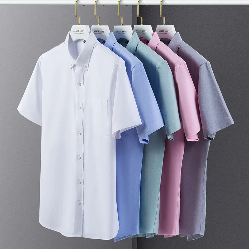 100% long-staple cotton men's solid color casual business comfortable short-sleeved shirt fashionable classic formal wear