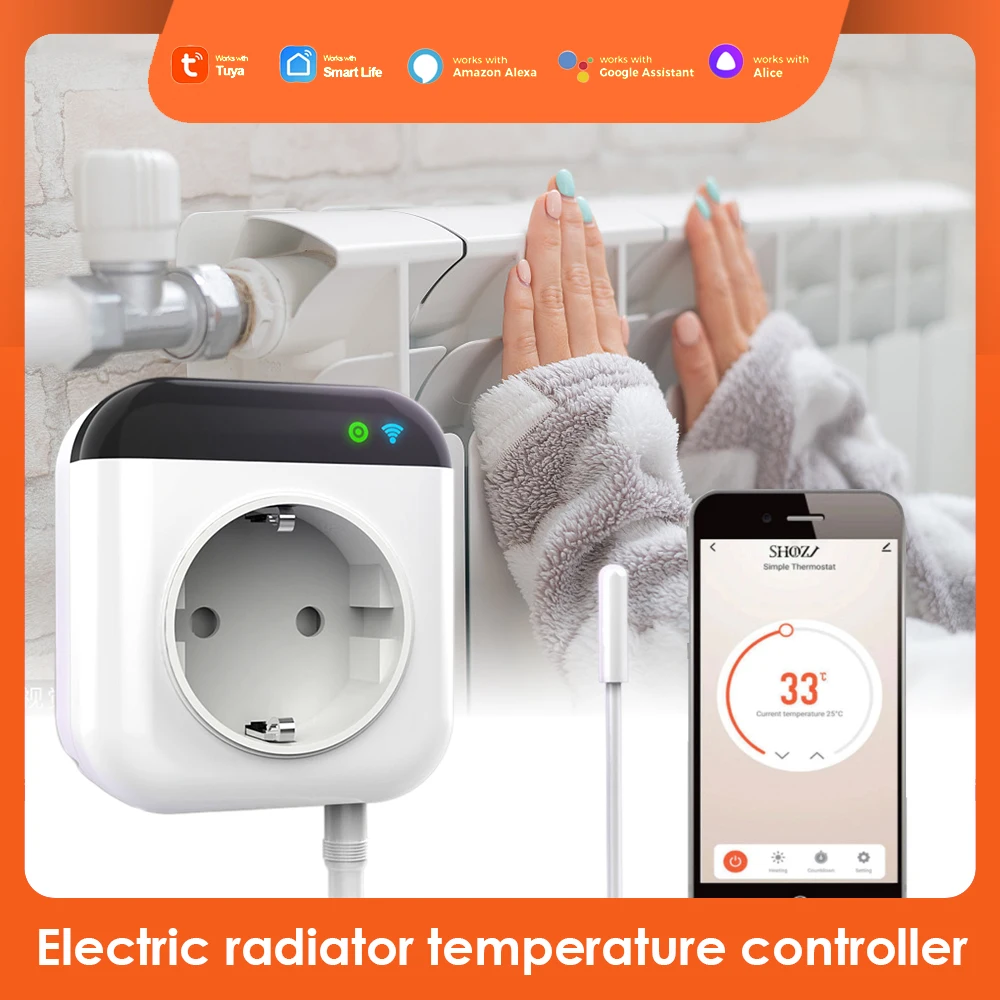 Temperature Controller Tuya Wifi Programmable Wireless Plug-in Socket Smart Temperature Control System App Control 15a