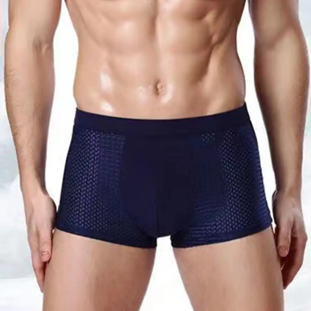 

Men Underwear Male boxer Solid Panties Shorts Ice Silk Mesh Men's Underpants Breathable Intimate Man boxers