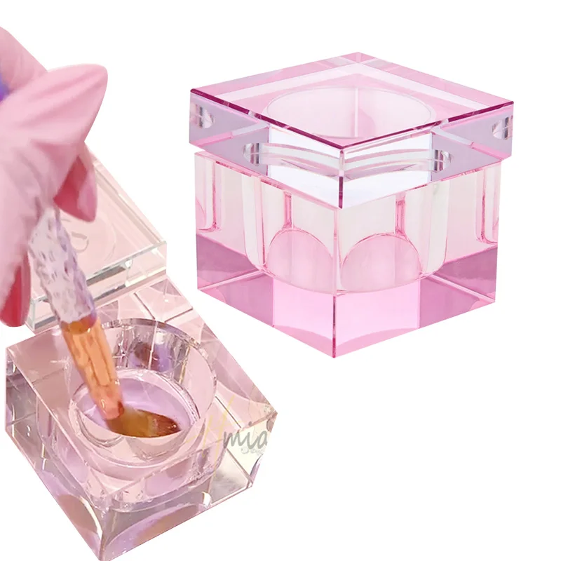 Pink Heart Crystal Glass Nail Dappen Dish with Cap for Acrylic Powder Crystal Cup Bowl Holder Container Manicure Too 6