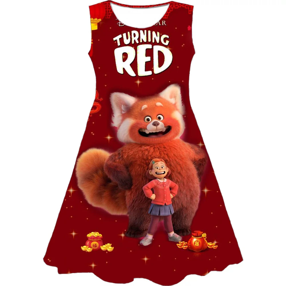 

Disney Charm Costume Turning Red Mei Red Panda Bear Dress Kids Girl Princess Dress summer Sleeveless Children Party Ball Dress