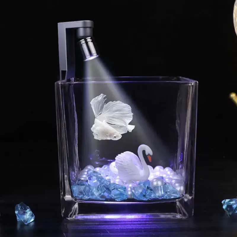 Aquarium light Mini Clip-on Lamp Spotlight for Fish Tank 2W USB Power interface Aluminum lamp head waterproof external switch aquarium light aquarium lamp