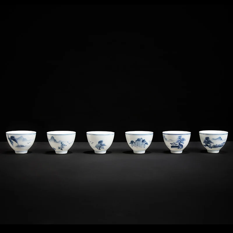 Set Tazze da Tè (6) - Motivi Cinesi in Blu e Colori, dipinta a mano 50 Set Tazze da Tè (6) - Motivi Cinesi in Blu e Colori,  dipinta a mano - immagine 10