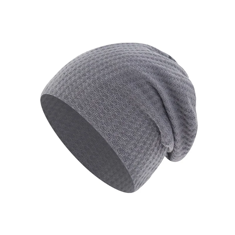 Spring Knitted Waffle Baby Beanie - Double Layer Solid Color Newborn Hat
