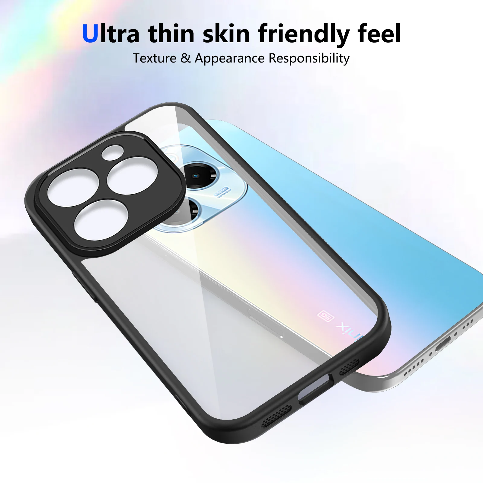 Enhanced Protective Clear Matte Back Cover with Air Cushion Silicon Bumper