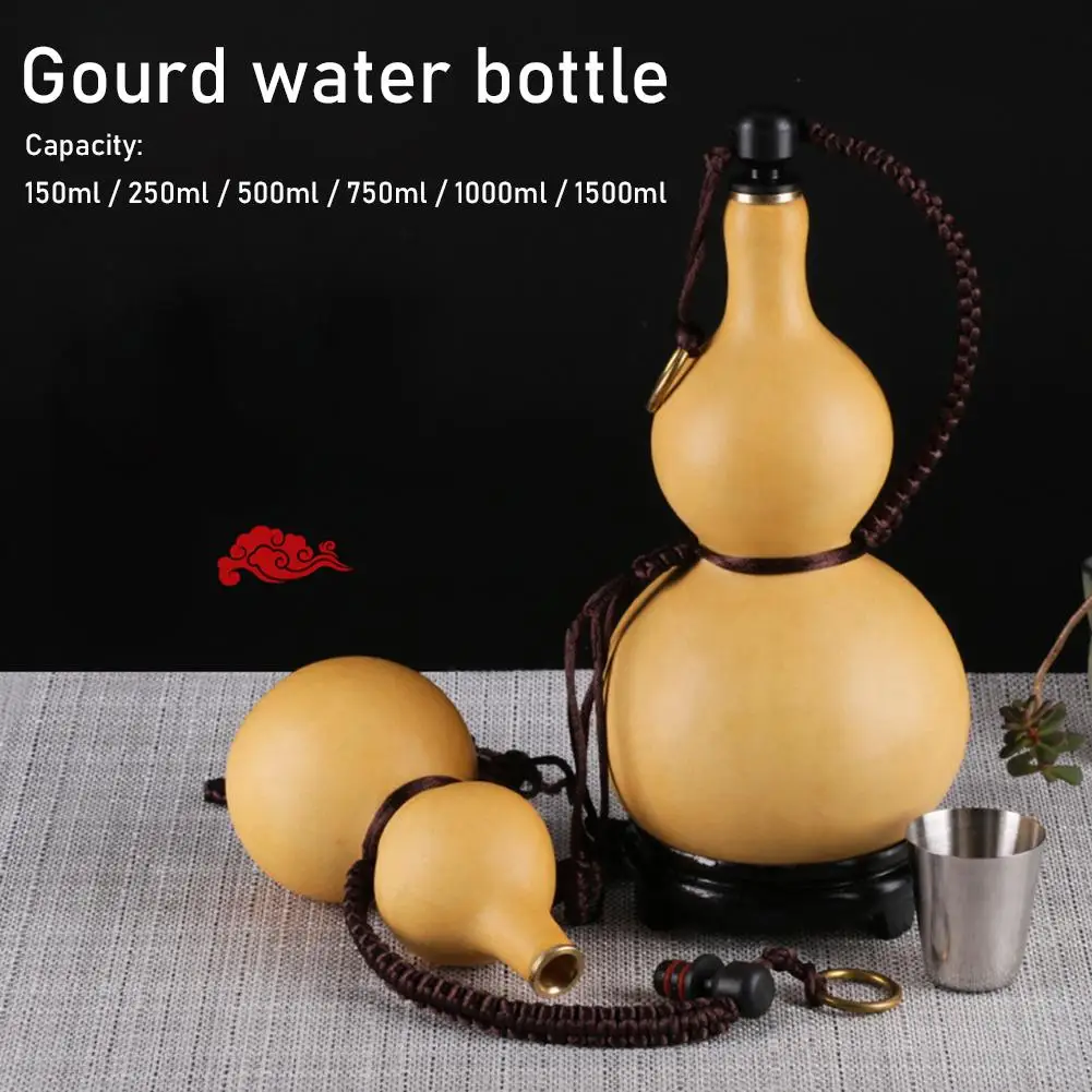 Natural Dried Gourd Water Bottle Gourds Crafts Calabash Ornament Decor With Lid Drinks Holder Desk Decor Christmas Gift water bottle