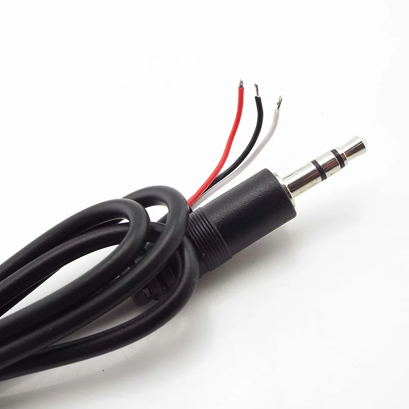 Nowy 3.5mm 3-stykowy 4-rdzeniowy męski złącze żeńskie Aux 0.3m 1m kabel rozszerzenie Audio z przewodem końcowym 3.5mm Stereo Diy przewód Audio
