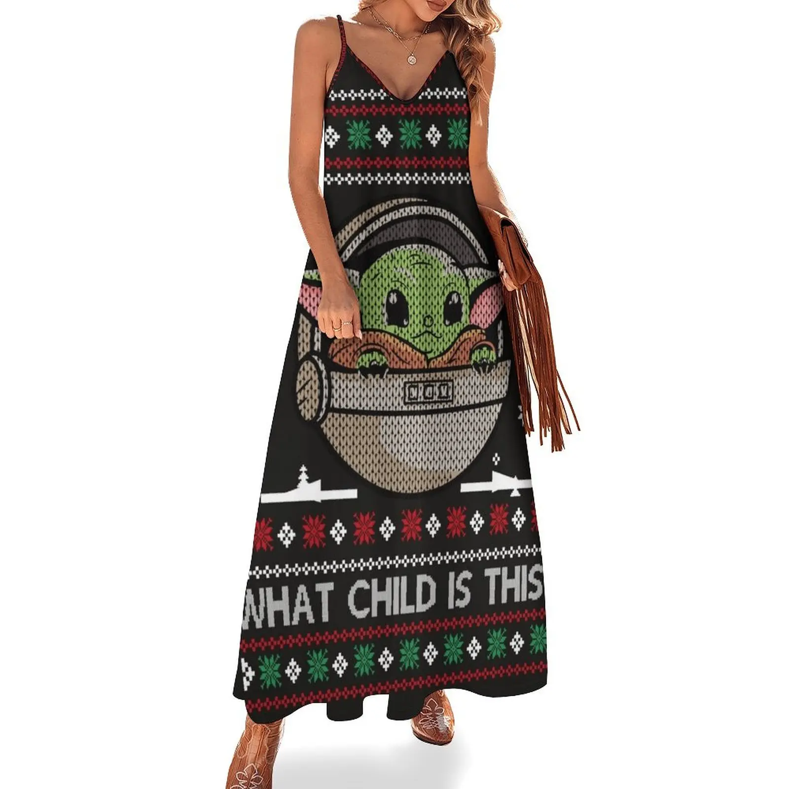 

WHAT CHILD IS THIS UGLY CHRISTMAS SWEATER, FUNNY CHRISTMAS SWEATER TSHIRT. Sleeveless Dress women clothes
