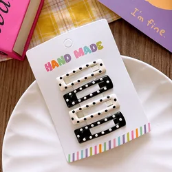 Stylish Black and White Polka Dot Hair Clip (01)