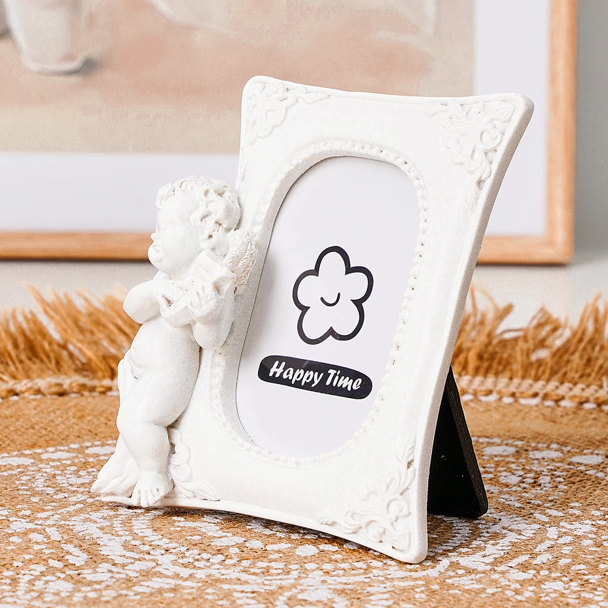 1PC, European resin material cute Cupid photo frame stand, retro mini angel photo frame, suitable for home desktop decoration
